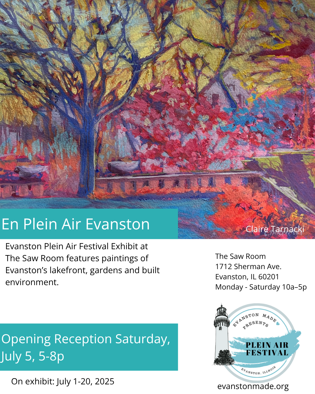 Evanston Plein Air Fest & Saw Room Exhibit 2026