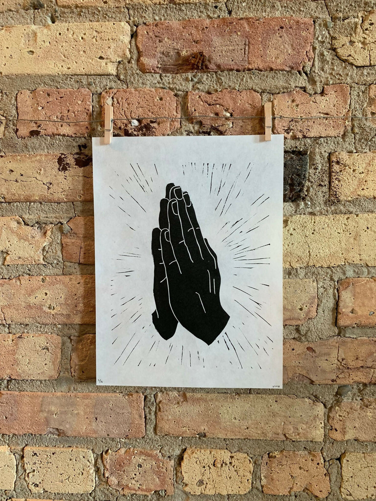 Praying Hands | Linocut Print | Wall Art