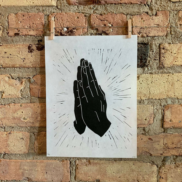 Praying Hands | Linocut Print | Wall Art