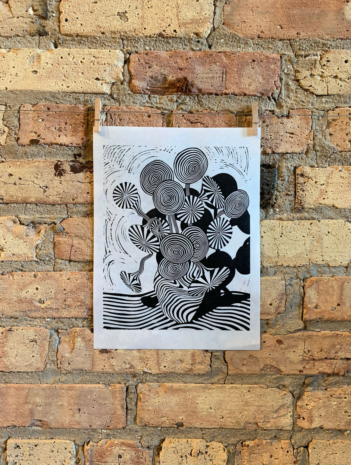Van Gogh Sunflowers | Moire 14 | Vase of Flowers | Linocut Print | Wall Art