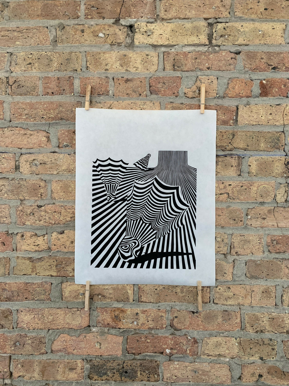 Shuttlecock at Nelson Atkins, Kansas City | Linocut Print | Wall Art