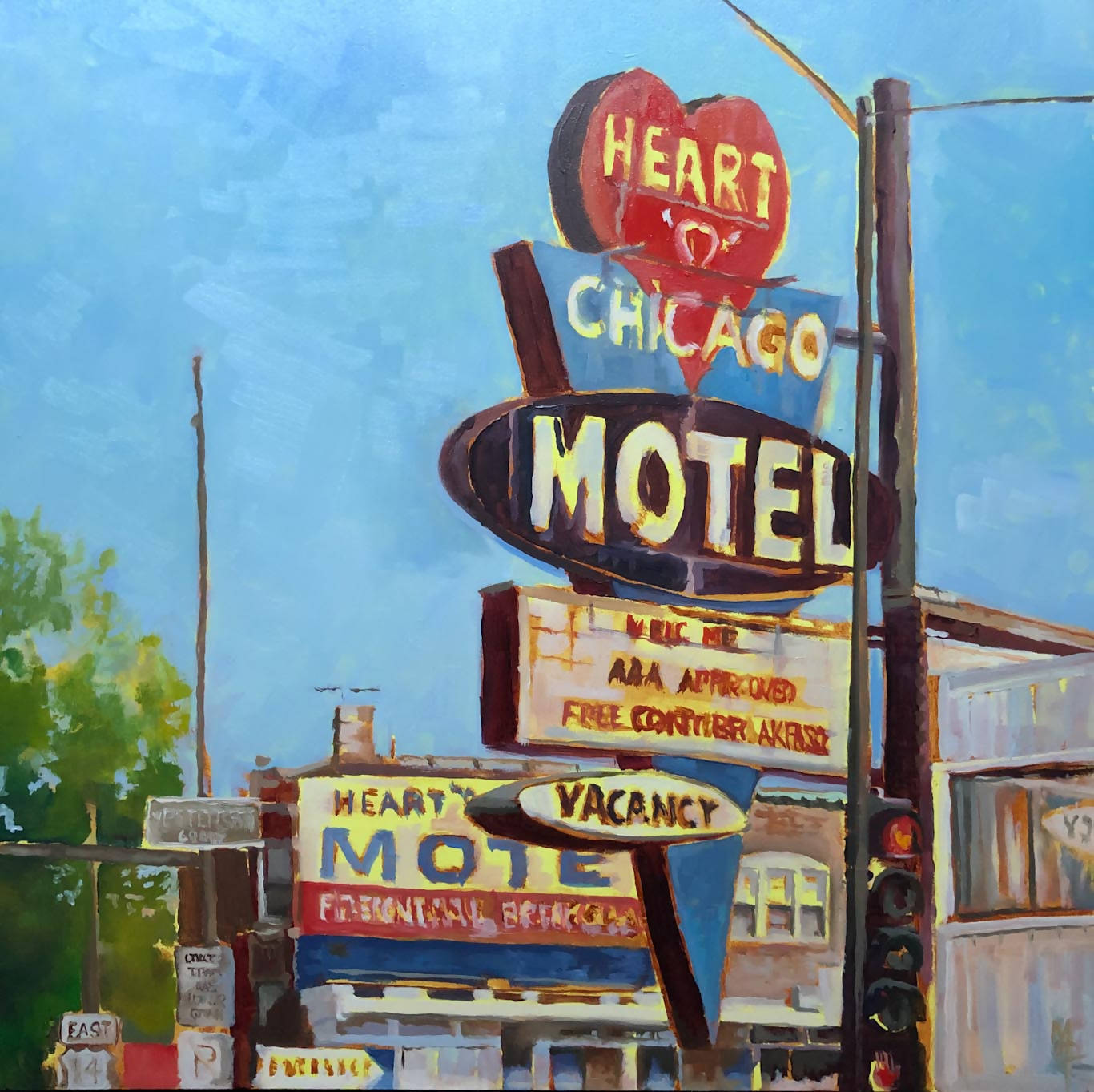 Heart o Chicago Stuck at the Light -large 16 x 16 Famed Museum Quality Canvas Print