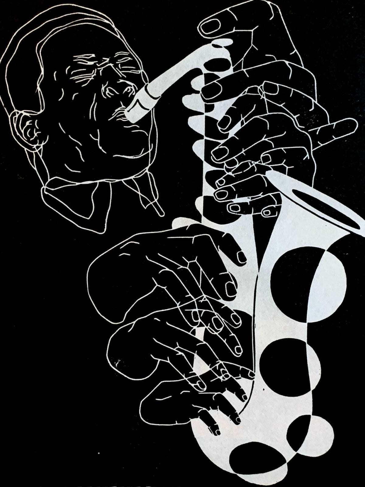 John Coltrane, 1965 | Jazz Sax Saxophone | Linocut Print | Wall Art