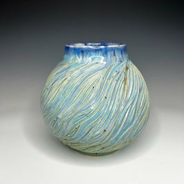 Carved Ceramic Moon Jar Vase