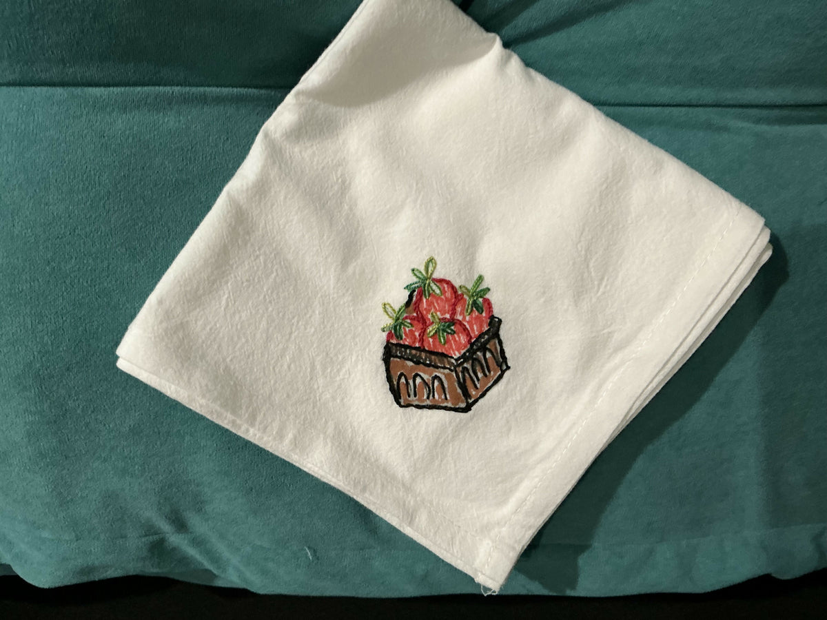 Tomato basket, large kitchen towel