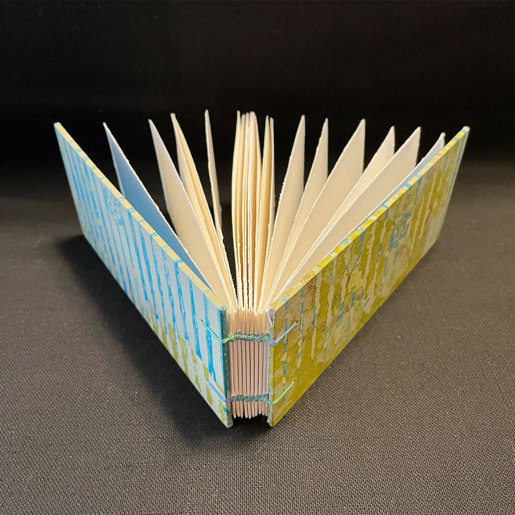 Green & Teal Grunge Monoprint Cover • Handmade Book