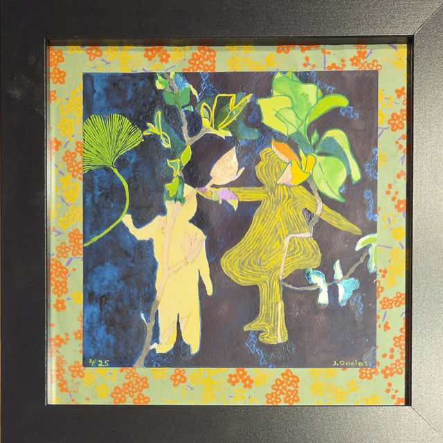 Turning Years II (framed floating on handmade paper in simple contemporary black frame)