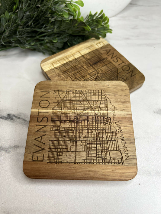 Evanston City Map Coaster