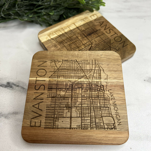 Evanston City Map Coaster