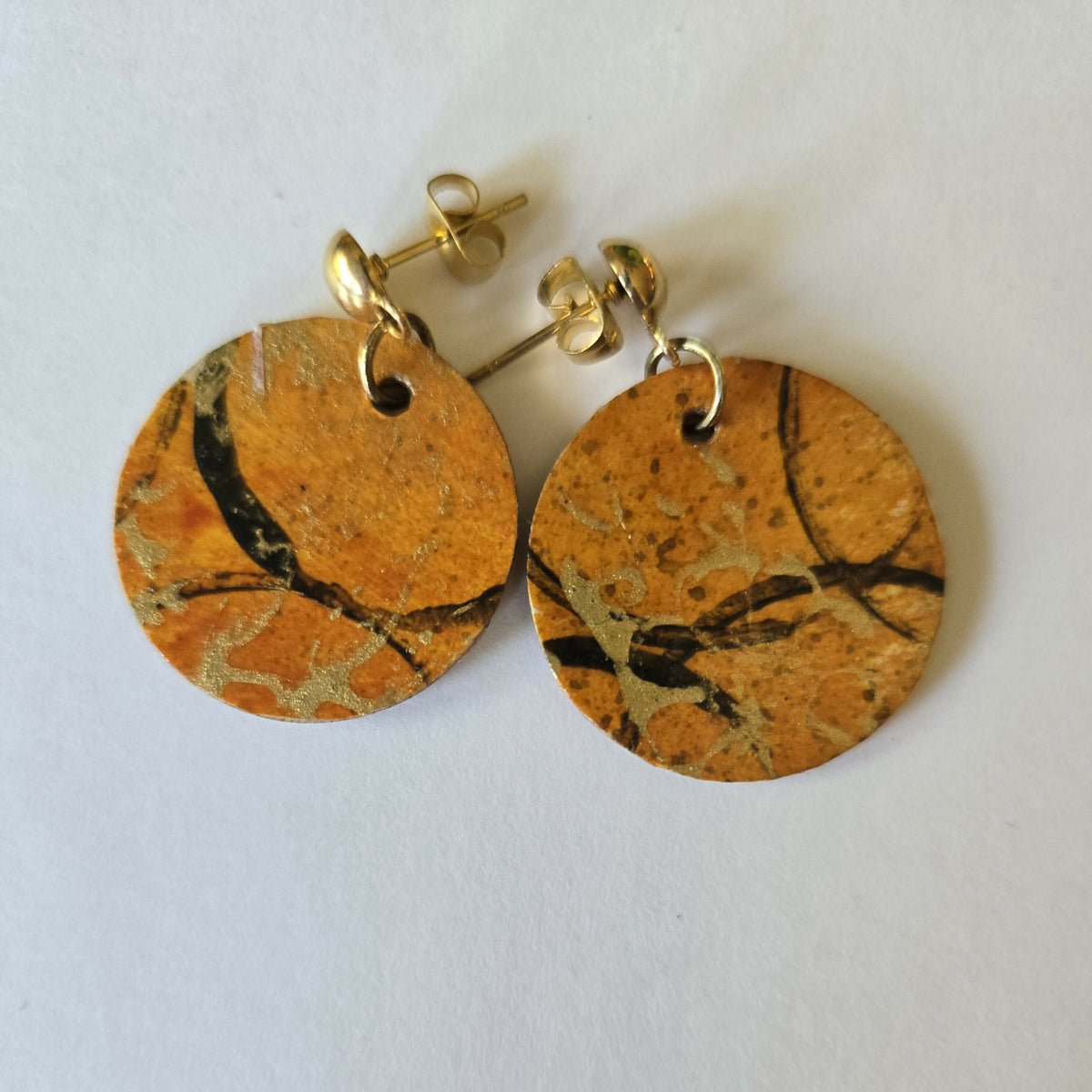 Small handpainted disk earrings