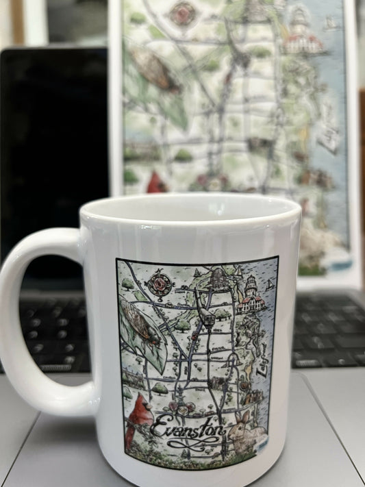 Evanston Made Plein Air Fest Mug w/Matt LaFleur illustration