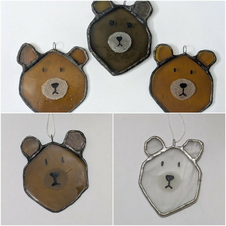 Recycled Stained Glass Bear