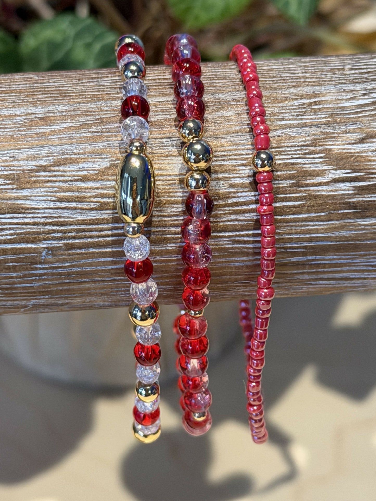 Candy Cane Holiday Bracelet Trio Set