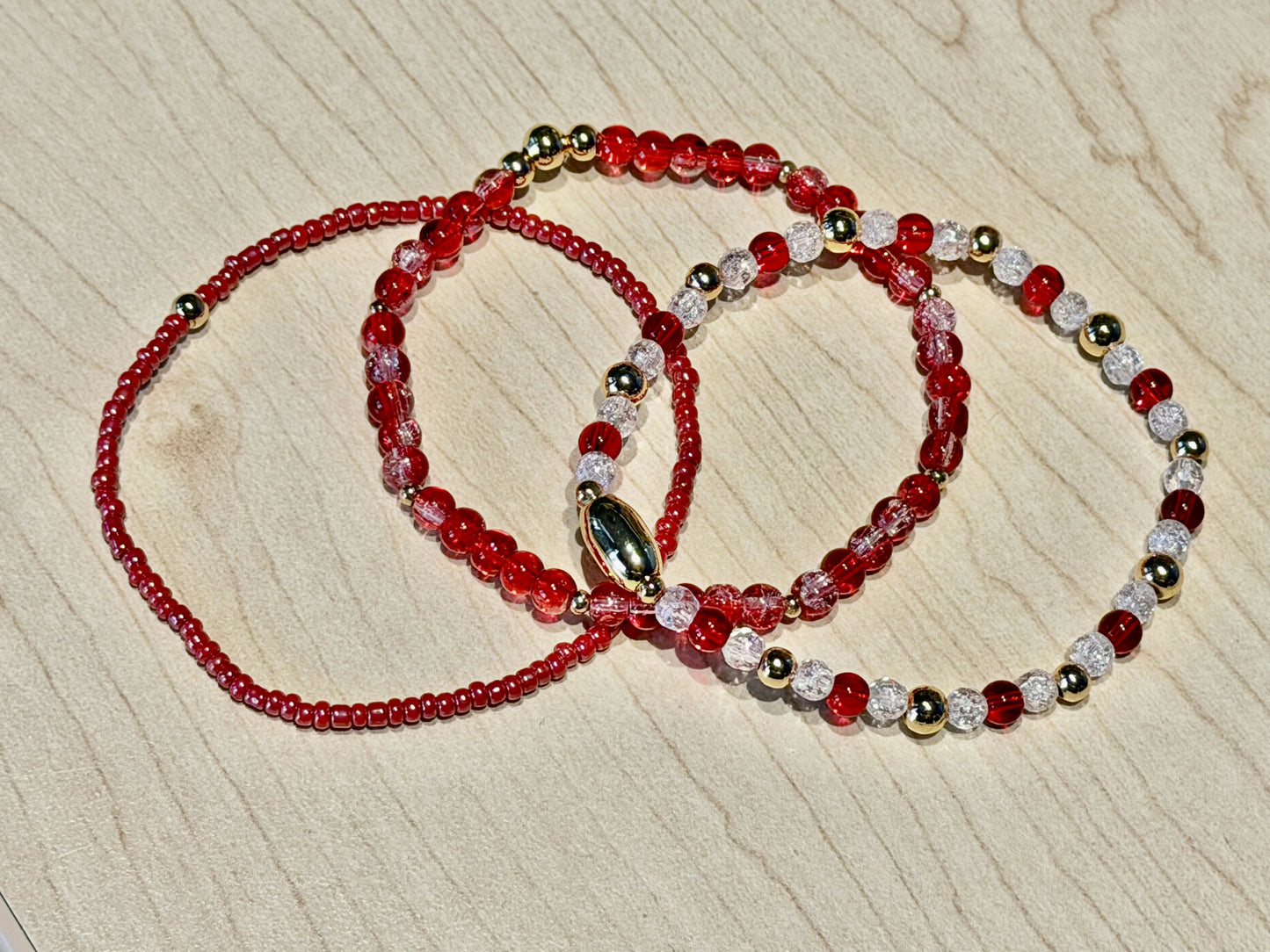 Candy Cane Holiday Bracelet Trio Set