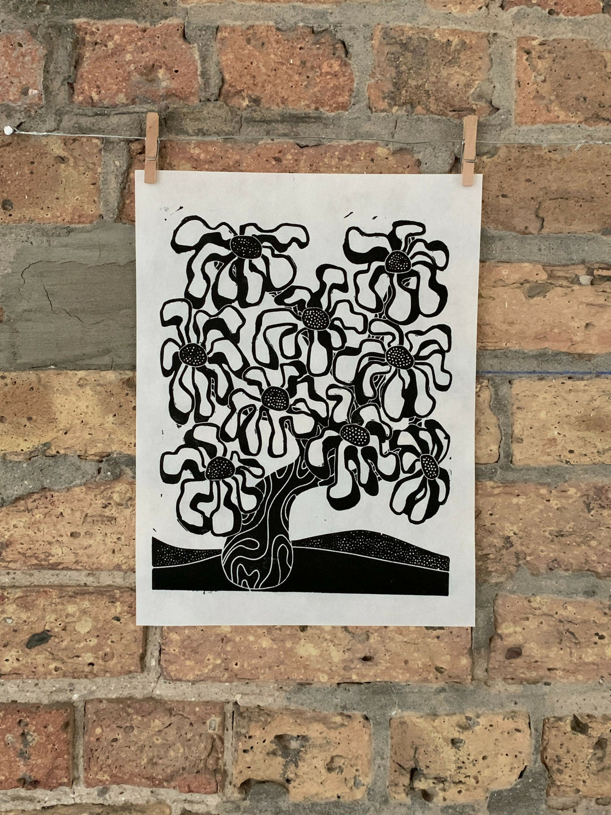 Spring Bloom | City Scenes | Landscape, Spring Tree, Chicago | Linocut Print | Wall Art