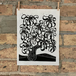 Spring Bloom | City Scenes | Landscape, Spring Tree, Chicago | Linocut Print | Wall Art