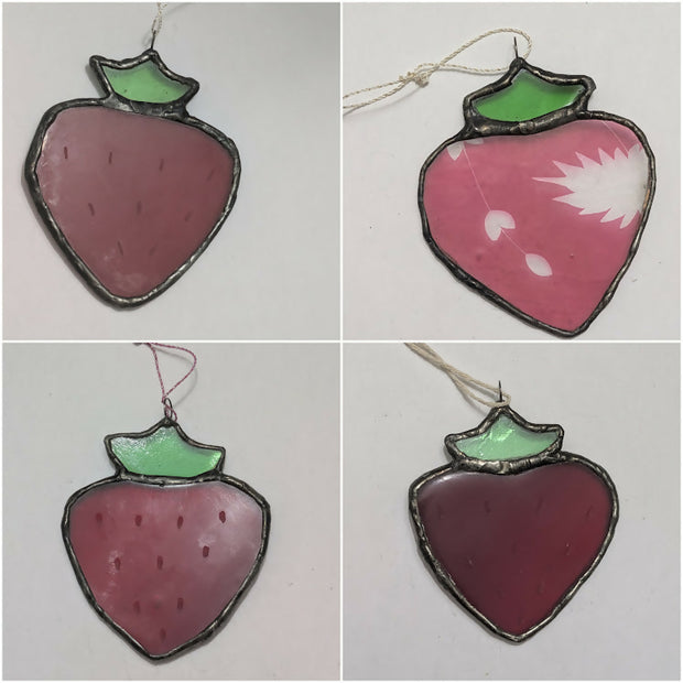 Recycled Stained Glass Strawberry