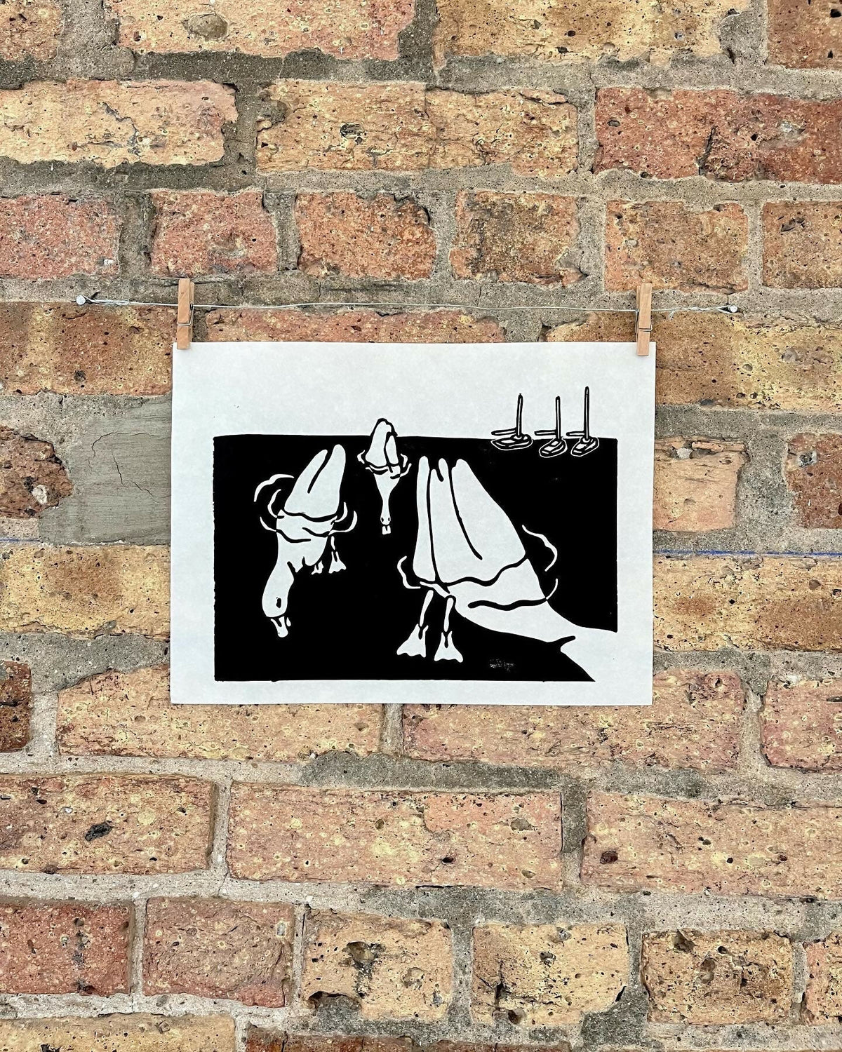 Ducks | City Scenes | Landscape, Summer, Lake Shore Drive, Chicago | Linocut Print | Wall Art
