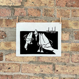 Ducks | City Scenes | Landscape, Summer, Lake Shore Drive, Chicago | Linocut Print | Wall Art