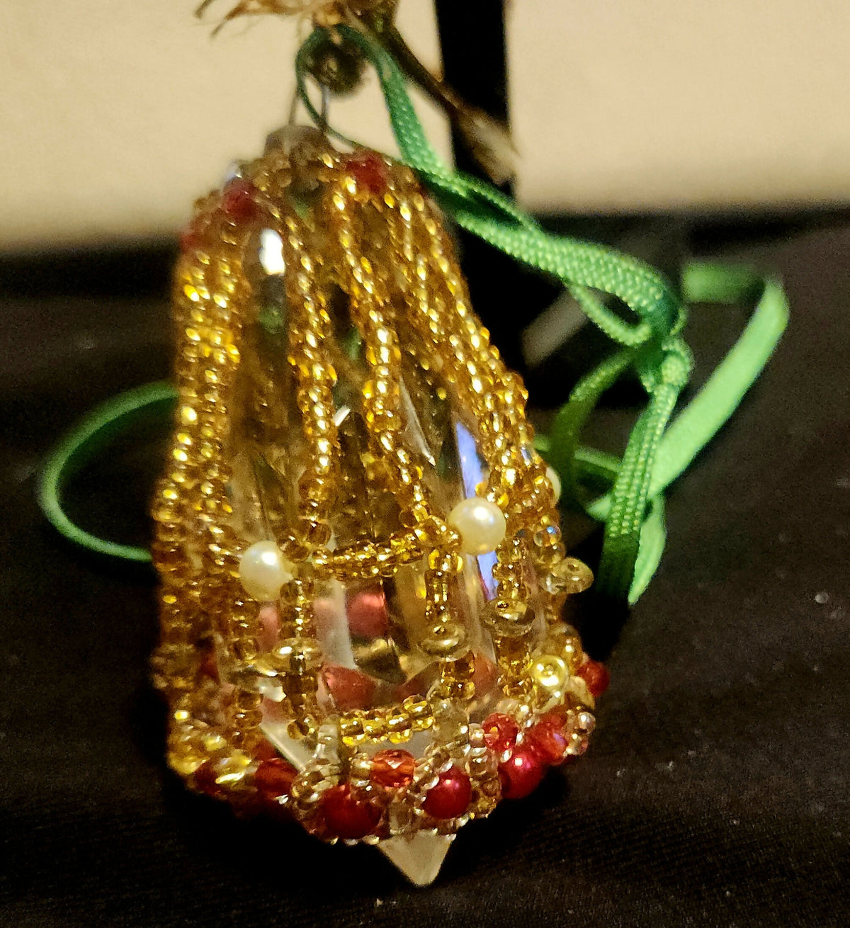 beaded bell ornament