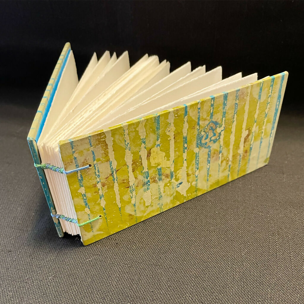 Green & Teal Grunge Monoprint Cover • Handmade Book