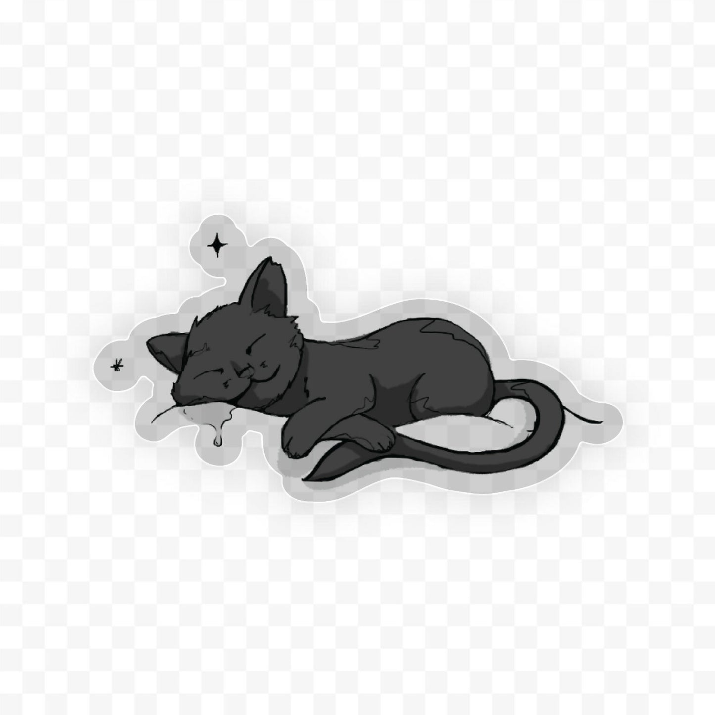 2" and 3” Art Sticker, Black Cat Nap