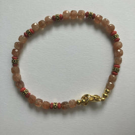 gemstone bracelet - sunstone, coral