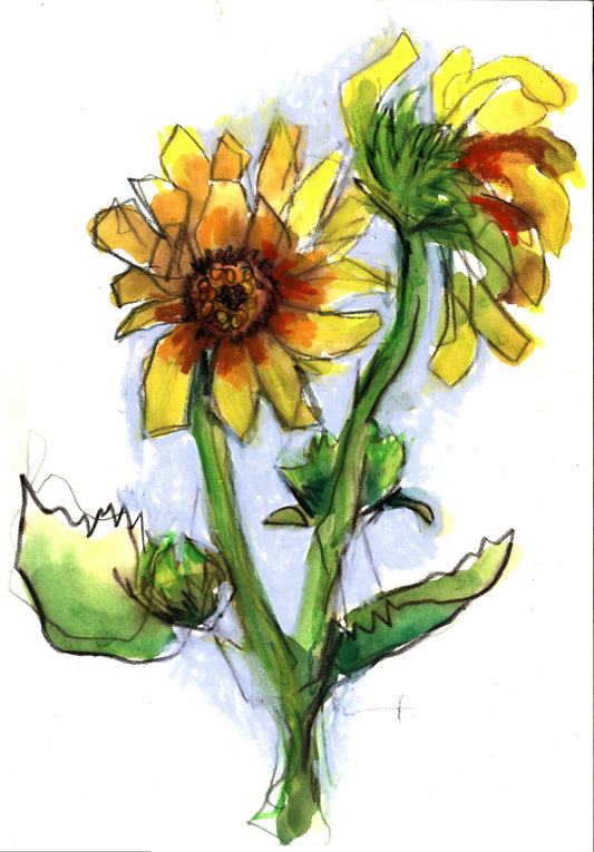Yellow Flowers, 7 x 10 unframed
