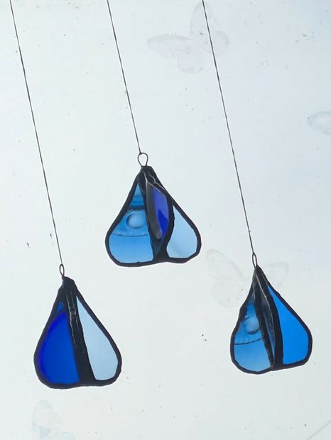 Recycled Stained 3ct Glass Raindrop Spinners