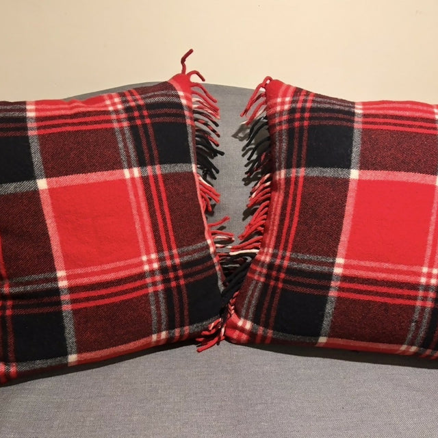Red Wool pillows with fringe