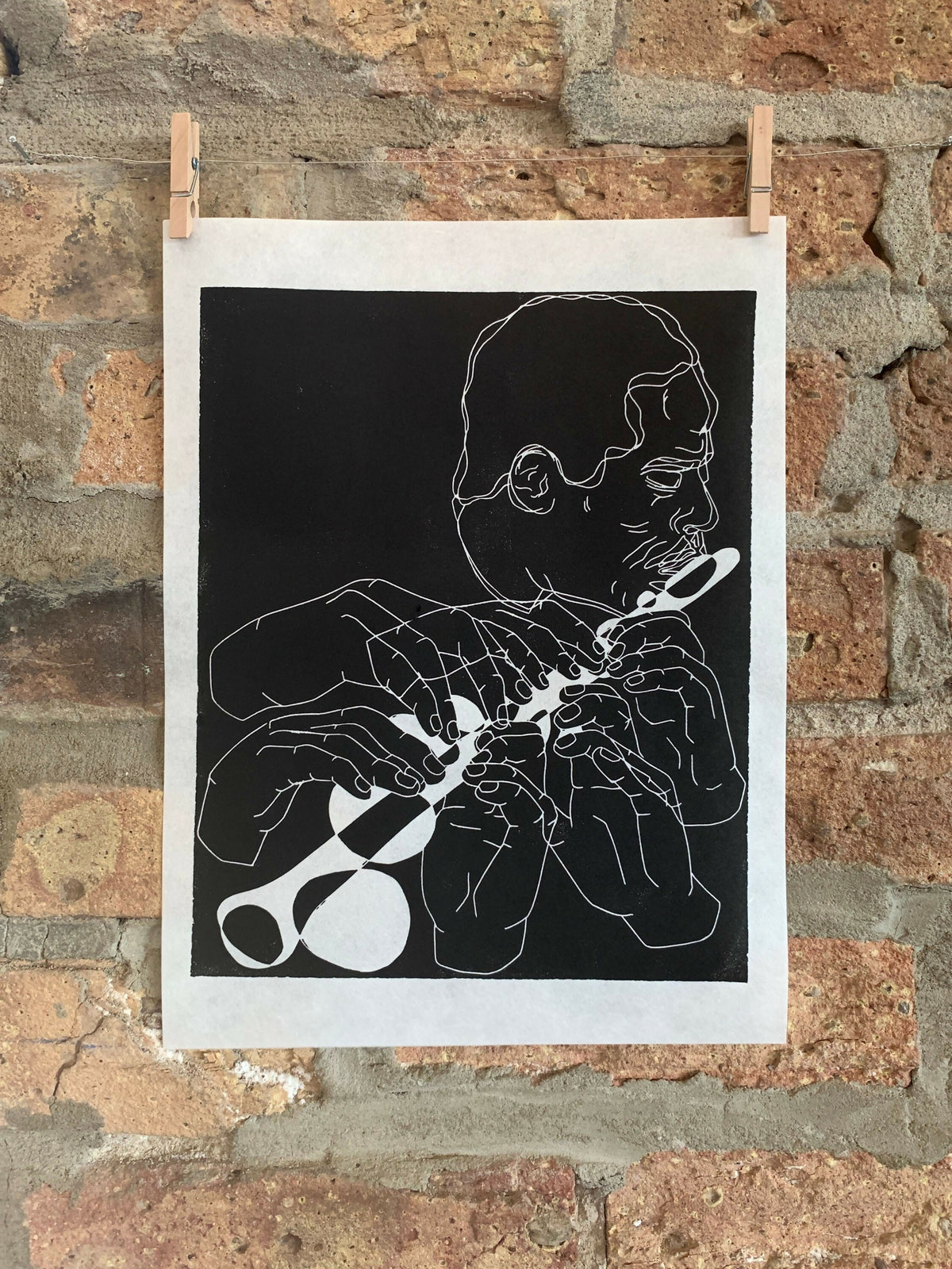 Eric Dolphy, 1961 | Jazz Flute | Flutist | Linocut Print | Wall Art