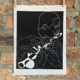 Eric Dolphy, 1961 | Jazz Flute | Flutist | Linocut Print | Wall Art