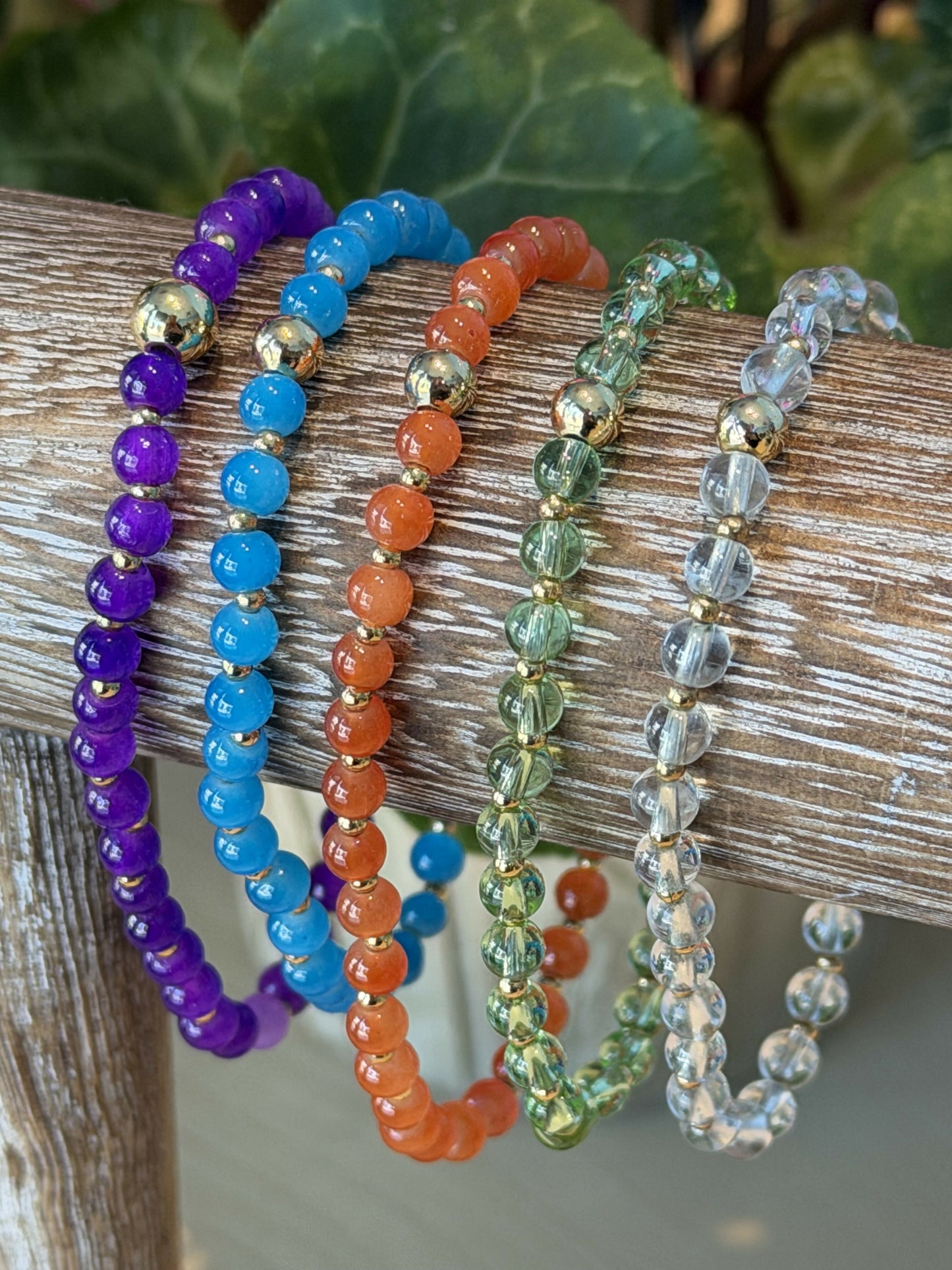 The Essentials Collection | 4mm glass bead bracelet with 2mm gold plated spacer beads