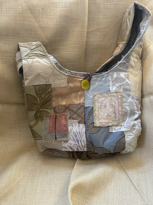 Neutral tone patchwork boho bag