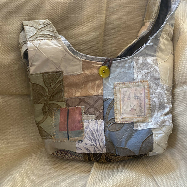 Neutral tone patchwork boho bag