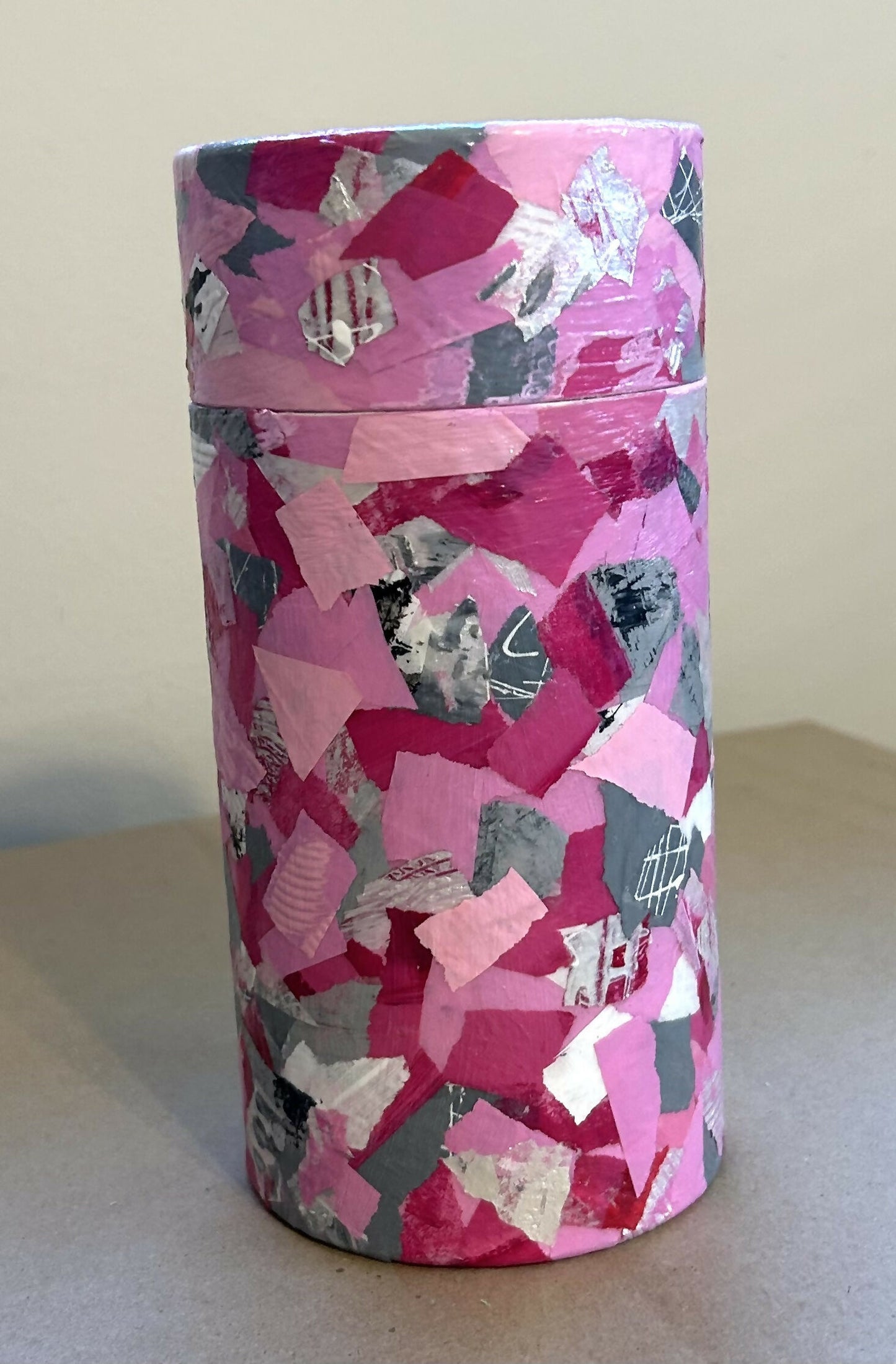 Mixed Media Art Canister- Tall