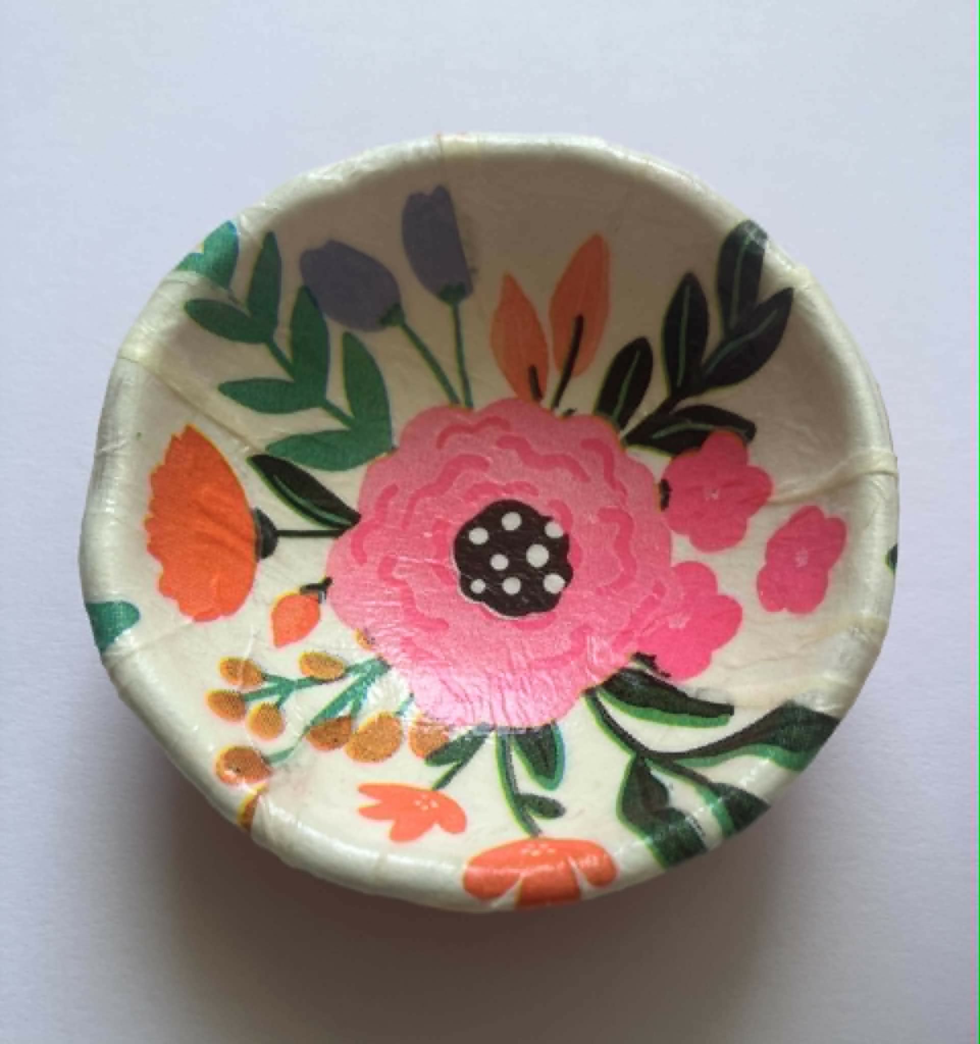 trinket dish - pink floral