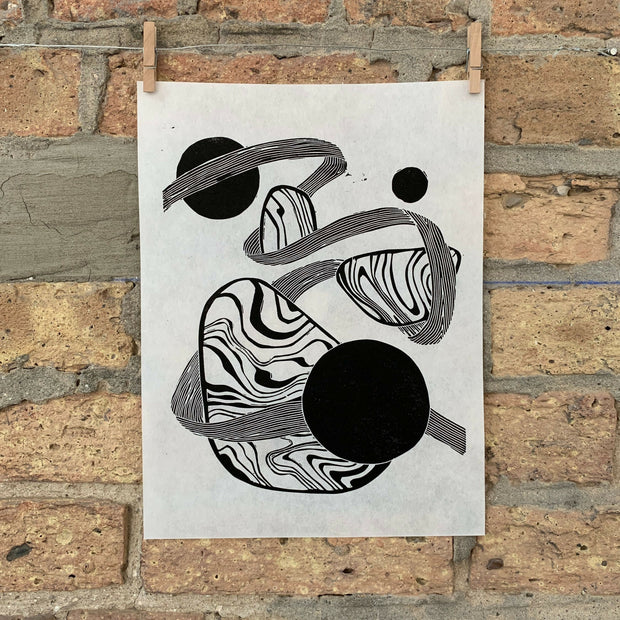 Marble 02 | Ribbon | Linocut Print | Wall Art