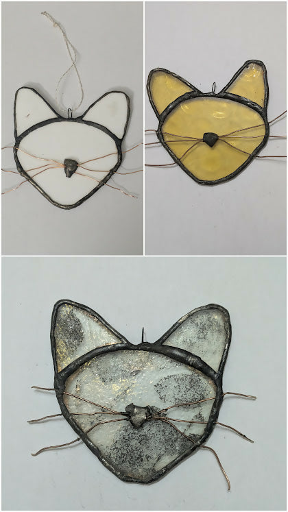 Recycled Stained Glass Cat