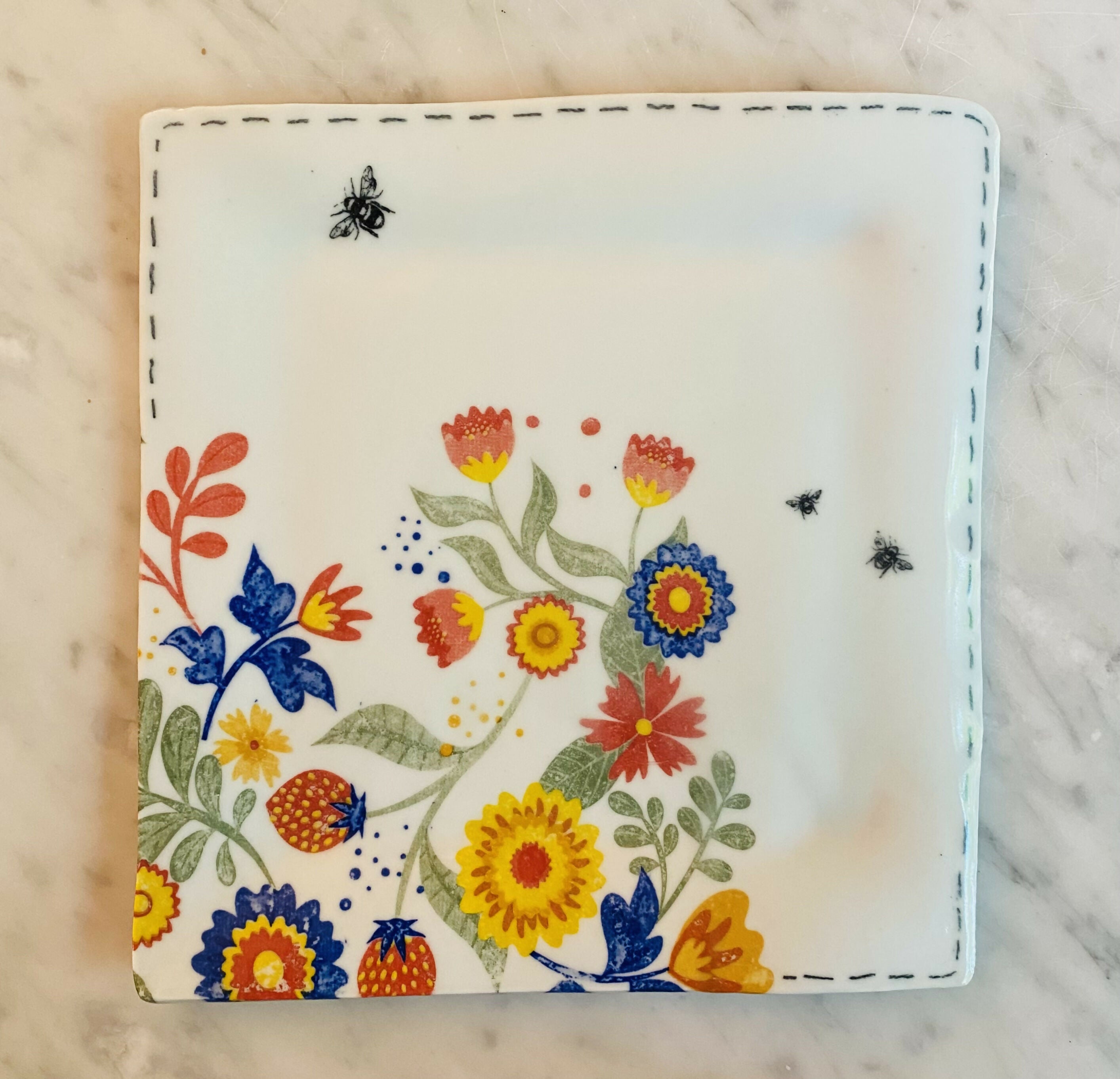 Square plate-lg floral
