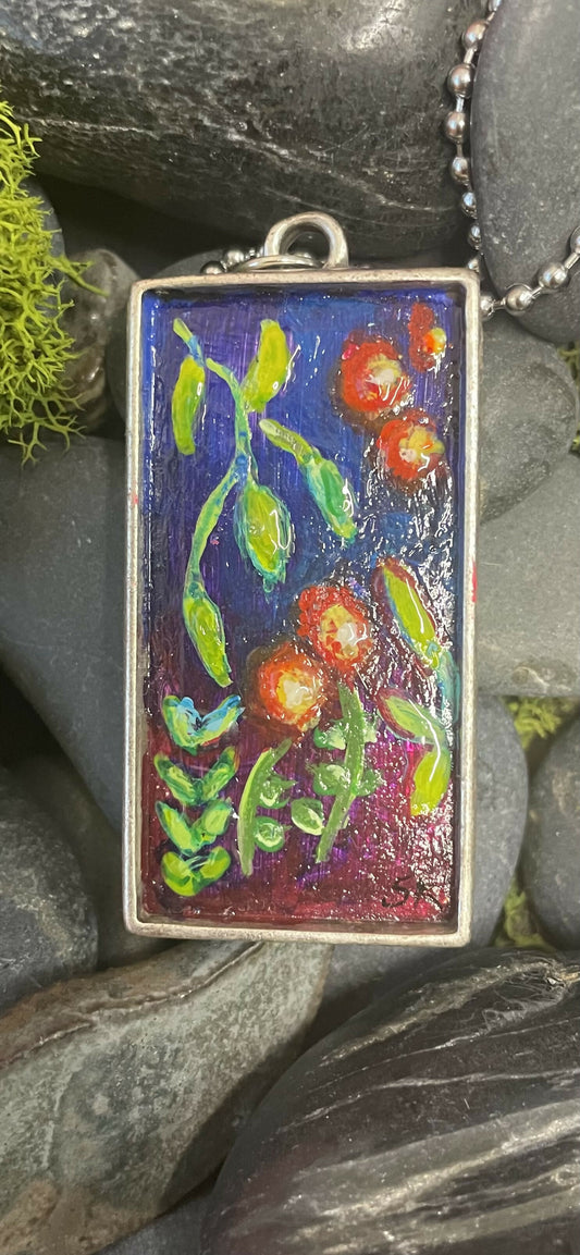 Contemporary flower landscape pendant