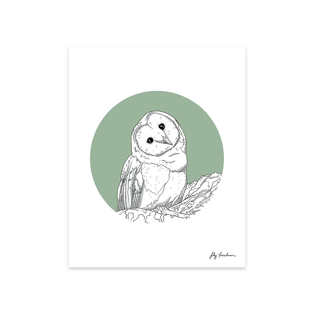 8”x10” Art Print, Owl, Multi Color Options