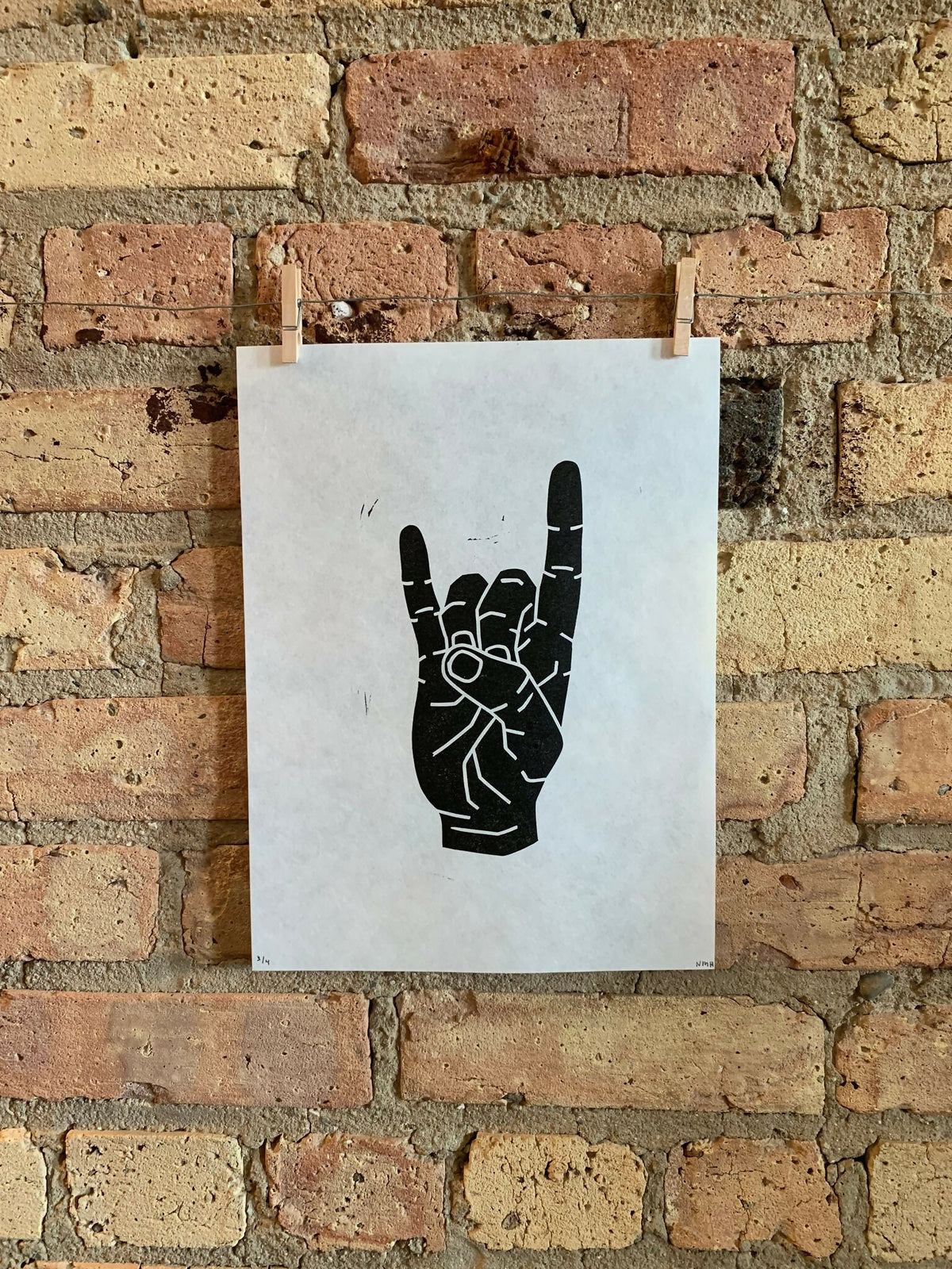 Rock On Hand | Linocut Print | Wall Art