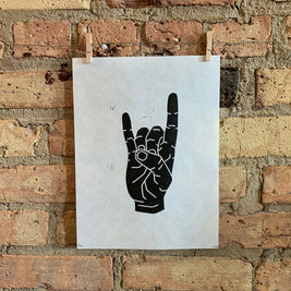Rock On Hand | Linocut Print | Wall Art