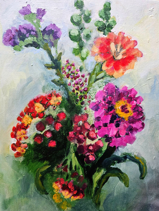 Wildflower Bouquet- Acrylic on Canvas Painting