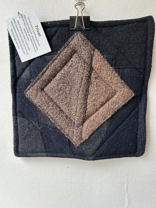 Upcycled Wool Trivet - Blacks / Browns