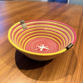 Coiled rope vessel red / yellow