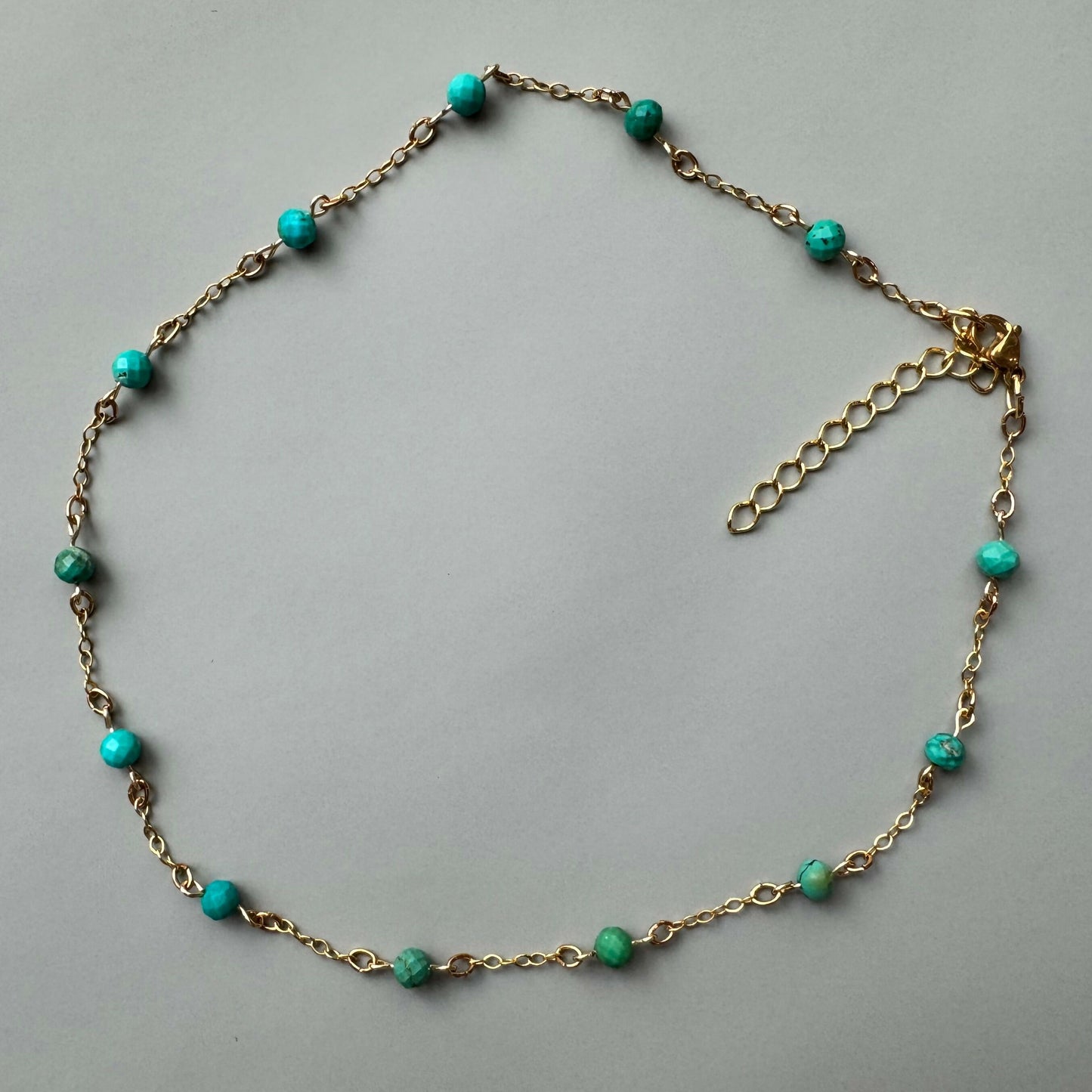 Turquoisefacetedalternatingstonechainnecklace770