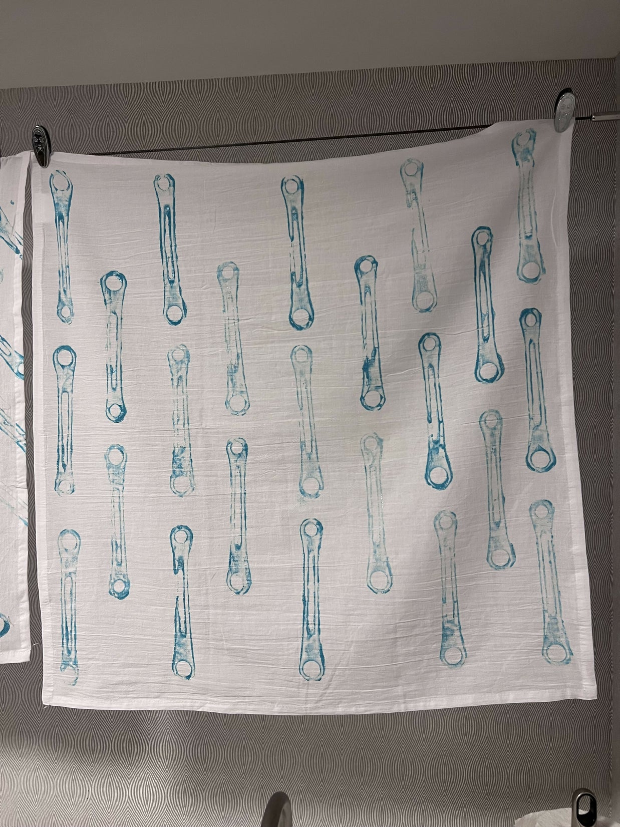Handprinted tea towel