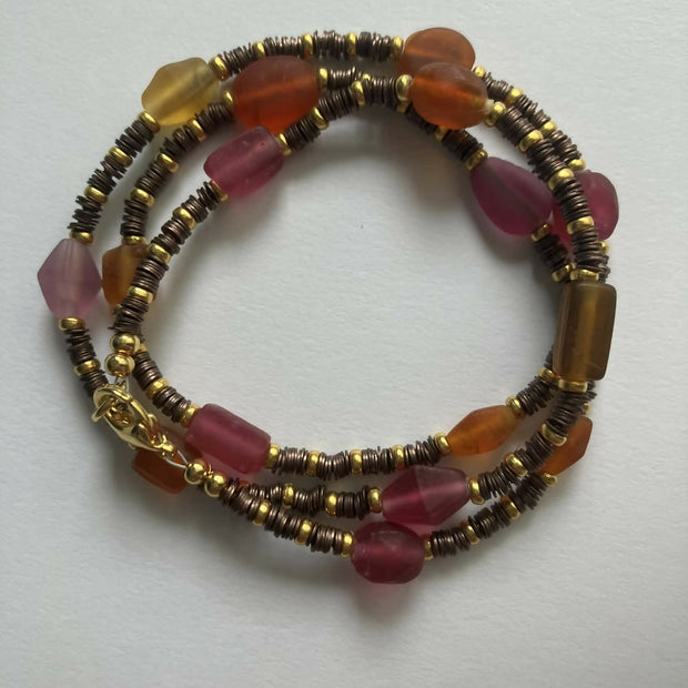 wrap bracelet - pink, orange